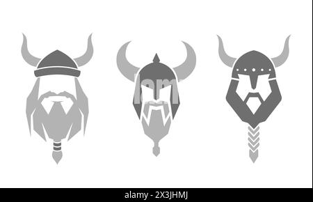 Creative Warrior Wikinger Kopf Helm Sammlung Set Logo Design Symbol Vektor Illustration Stock Vektor