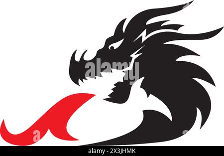 Drachenkopf-Symbol-Logo, Vektor-Design-Illustration Stock Vektor