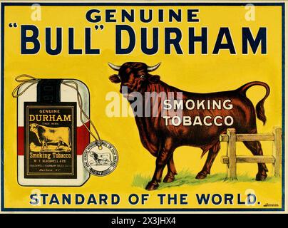 Vintage 1900 Werbung: Echter Bull Durham Rauchtabak Stockfoto