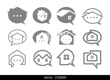 Creative Home House Chat Logo Vector Design Kollektion einfaches Konzept Stock Vektor