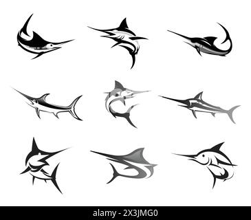 Kreative Abstrakte Darstellung Des Logo-Designs Der Marlin Fish Collection Stock Vektor