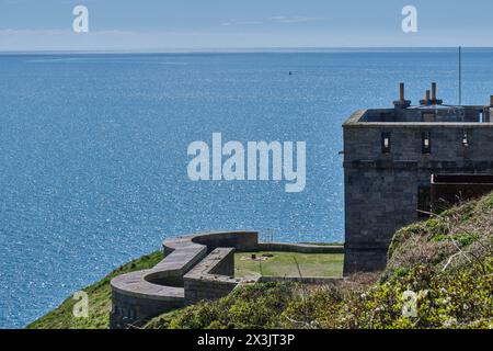 West Blockhouse Fort am West Blockhouse Point mit Blick auf Milford Haven, Pembrokeshire, Wales Stockfoto