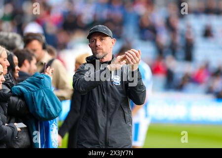 John Smith's Stadium, Huddersfield, England - 27. April 2024 Gary Rowett Manager von Birmingham City - vor dem Spiel Huddersfield Town gegen Birmingham City, Sky Bet Championship, 2023/24, John Smith's Stadium, Huddersfield, England - 27. April 2024 Credit: Mathew Marsden/WhiteRosePhotos/Alamy Live News Stockfoto