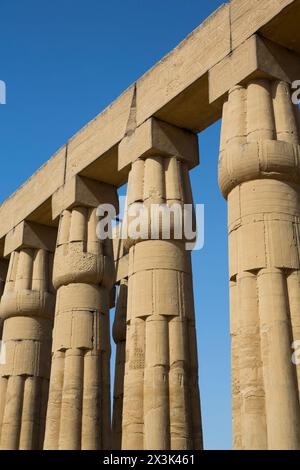 Säulen, Hof von Amenhotep III, Luxor-Tempel, UNESCO-Weltkulturerbe, Luxor, Ägypten Stockfoto