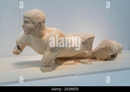 Östlicher Giebel des Zeus-Tempels, Archäologisches Museum von Olympia, Griechenland. Stockfoto