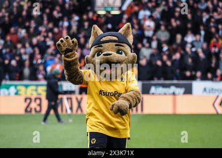 Wolverhampton, Großbritannien. April 2024. Wolverhampton, England, 27. April 2024: Mannschaftsmaskottchen während des Premier League-Fußballspiels zwischen Wolverhampton Wanderers und Luton Town im Molineux-Stadion in Wolverhampton, England (Natalie Mincher/SPP) Credit: SPP Sport Press Photo. /Alamy Live News Stockfoto