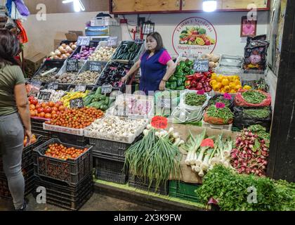Santiago, Chile - 26. November 2023: Frisches Obst und Gemüse im Mercado La Vega im Zentrum von Santiago Stockfoto