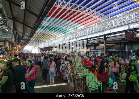 Santiago, Chile - 26. November 2023: Einkaufsmenschen im Mercado La Vega im Zentrum von Santiago Stockfoto