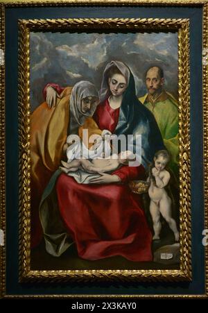 El Greco (Doménikos Theotokópoulos) (1541-1614). Der spanische Maler wurde auf Kreta geboren. Die Heilige Familie, ca. 1595. Öl auf Leinwand. Aus dem ehemaligen Krankenhaus von Santa Ana, Toledo. Museum von Santa Cruz. Toledo. Spanien. (Leihgabe, Pfarrkirche Chuch von Santa Leocadia, Toledo). Stockfoto