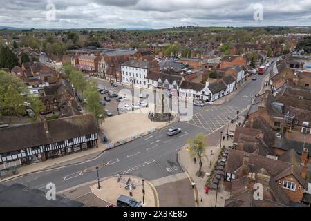 Luftaufnahme des Shakespeare Memorial Fountain, Stratford upon Avon, Großbritannien. Stockfoto