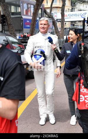 MONTE-CARLO, MONACO - 27. APRIL: David Coulthard das Auto während des Monaco E-Prix 2024 auf dem Circuit de Monaco am 27. April 2024 in Monte-Carlo, Monaco Credit: Media Pictures /Alamy Live News Stockfoto