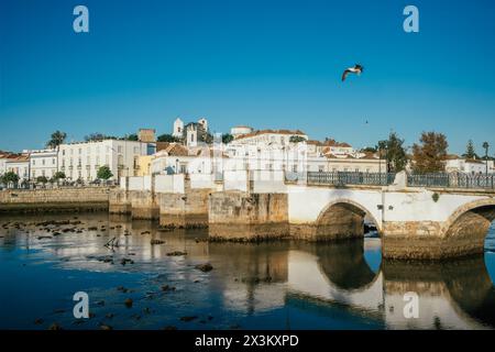 Römische Brücke in Tavira, Algarve, Portugal Stockfoto