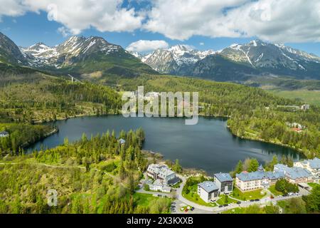 Bergsee Strbske pleso im Nationalpark der Hohen Tatra, Slowakei Stockfoto