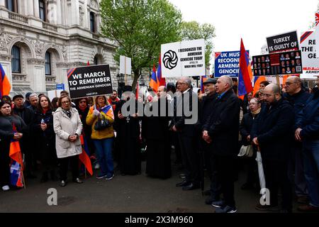 London, Großbritannien. April 2024. Die armenische Gemeinschaft erinnert sich an den Völkermord an 1,5 Millionen Menschen im Jahr 1915. Stockfoto