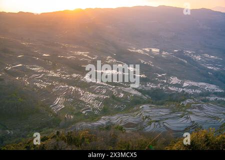 Yuanyang Reisterrasse von Bada in der Provinz Yunnan, China. Hintergrund Stockfoto