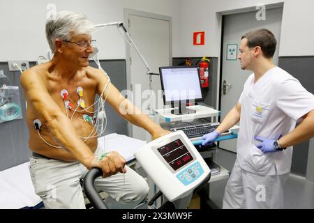 Kardiologie Belastungstest, Myokardperfusionsszintigraphie in Anstrengung, Nuklearmedizin, Onkologikoa Hospital, Onkologikoa Institute, Case Center for Preve Stockfoto