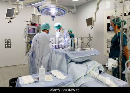 Chirurg, Chirurgie, Operationssaal, Onkologikoa Hospital, Onkologisches Institut, Fallzentrum für Prävention, Diagnose und Behandlung von Krebs, Donostia, S. Stockfoto