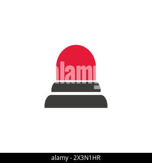 Spezielle Polizei Blinker Licht Notaufnahme Krankenwagen Unfall Abschleppen Schnee Entfernung Logo Zeichen Symbol. Rote Warnblinksirene Schild mit flachem Stil Stock Vektor