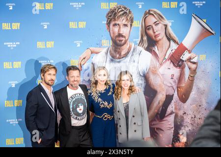 Die Schauspieler Ryan Gosling und Emily Blunt, sowie Produzentin Kelly McCormick sowie Regisseur David Leitch bei der Ankunft zur Europapremiere dem Films The Fall Guy im UCI LUXE Kino in Berlin. / Die Schauspieler Ryan Gosling und Emily Blunt, der Produzent Kelly McCormick und der Regisseur David Leitch kommen zur europäischen Premiere des Films The Fall Guy im UCI LUXE Kino in Berlin. Schnappschuss-Fotografie/B.Niehaus *** Schauspieler Ryan Gosling und Emily Blunt, Produzent Kelly McCormick und Regisseur David Leitch kommen bei der Europapremision des Films The Fall Guy im UCI LUXE Kino in Berlin Schauspieler Stockfoto