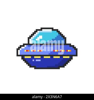 Vektor-Illustration des UFO-Raumschiffs mit Pixel Art Design, perfekt für Spielelemente thematische Designs Stock Vektor