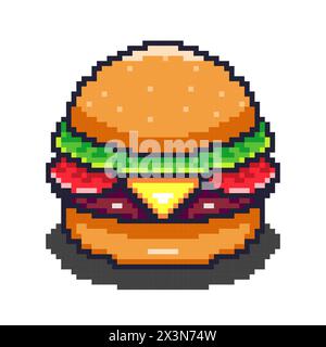 Vektor-Illustration von Burger mit Pixel Art Design, perfekt für Food Assets Themen Designs, perfekt für Food Assets Themen Designs Stock Vektor