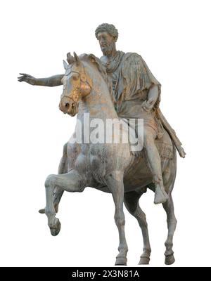 Die Reiterstatue von Marcus Aurelius (Statua equestre di Marco Aurelio; Equus Marci Aurelii). Antike römische Bronzestatue auf dem Capito Stockfoto