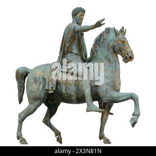 Die Reiterstatue von Marcus Aurelius (Statua equestre di Marco Aurelio; Equus Marci Aurelii). Antike römische Bronzestatue auf dem Capito Stockfoto