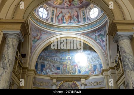 Basilika Santa Pudenziana. Das paläochristliche Mosaik in der Apsis. Rom, Italien Stockfoto