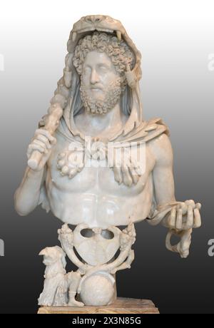 Büste des Kaisers Commodus als Herkules. Rom Stockfoto