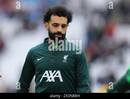 London, Großbritannien. April 2024. Mohamed Salah aus Liverpool während des Premier League-Spiels im London Stadium. Der Bildnachweis sollte lauten: Paul Terry/Sportimage Credit: Sportimage Ltd/Alamy Live News Stockfoto