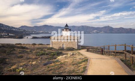 S'Arenella Leuchtturm in Port de la Selva, Katalonien Stockfoto