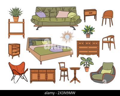 Möbelset für moderne Innenarchitektur. Stock Vektor