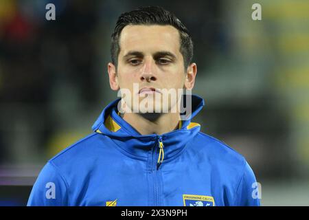 Frosinone, Italien. April 2024. Emanuele Valeri von Frosinone Calcio sieht während des Spiels der Serie A zwischen Frosinone Calcio und US Salerntana 1919 im Benito Stirpe Stadium am 26. April 2024 in Frosinone, italien Endpunktzahl 3-0 (Credit Image: © Agostino Gemito/Pacific Press via ZUMA Press Wire) NUR REDAKTIONELLE VERWENDUNG AUS! Nicht für kommerzielle ZWECKE! Stockfoto