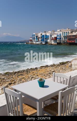 Little Venice, Mykonos Stadt, Mykonos, Kykladen, Griechenland Stockfoto