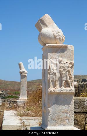 Denkmal für 1993, die Insel Delos, UNESCO-Weltkulturerbe, Kykladen, Griechenland Stockfoto