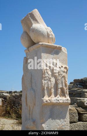 Denkmal für 1993, die Insel Delos, UNESCO-Weltkulturerbe, Kykladen, Griechenland Stockfoto