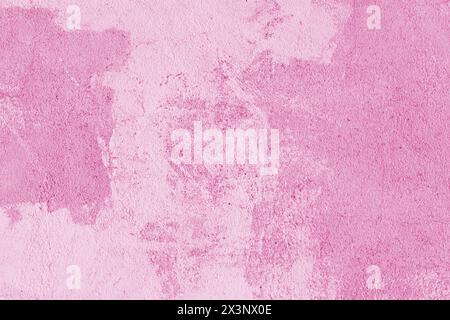 Alte Stuckputzoberfläche, Betonwand Hintergrund, Nahaufnahme Grunge Textur von rosa gemalten Zement Textur. Tapete, Hintergrund, Architekturdesign Stockfoto