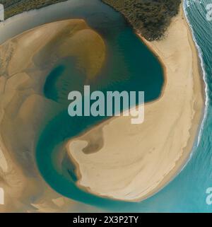 Blick von der Drohne auf den Noosa River, Byron Gold Coast Sunshine Coast, Australien. Stockfoto