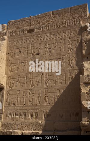 Externe Reliefs, Isis Geburtshaus, Dendera-Tempel von Hathor, UNESCO-Weltkulturerbe (vorläufige Liste), Quena, Ägypten Stockfoto