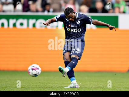 Ernest Agyiri des Randers FC im Superliga-Spiel zwischen Viborg FF und Randers FC in der Energi Viborg Arena am Sonntag, 28. April 2024. (Foto: Henning Bagger/Ritzau Scanpix) Stockfoto