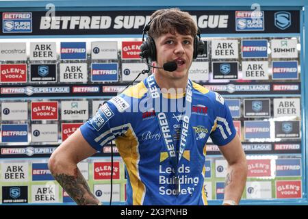 Riley Lumb von Leeds Rhinos ist Betfred Spieler im Spiel während des Spiels der Betfred Super League Runde 9 Hull FC gegen Leeds Rhinos im MKM Stadium, Hull, Großbritannien, 28. April 2024 (Foto: Mark Cosgrove/News Images) Stockfoto