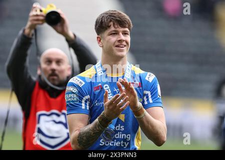 Riley Lumb von Leeds Rhinos ist Betfred Spieler im Spiel während des Spiels der Betfred Super League Runde 9 Hull FC gegen Leeds Rhinos im MKM Stadium, Hull, Großbritannien, 28. April 2024 (Foto: Mark Cosgrove/News Images) Stockfoto