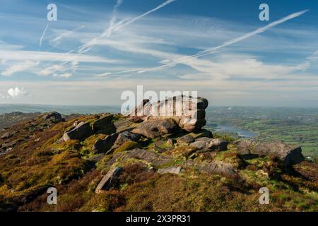 Sonnenaufgang im Staffordshire Peak District National Park, England, Großbritannien. Stockfoto