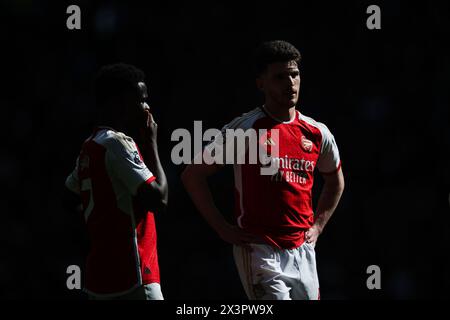 LONDON, Großbritannien - 28. April 2024: Declan Rice of Arsenal während des Premier League Spiels zwischen Tottenham Hotspur FC und Arsenal FC im Tottenham Hotspur Stadium (Foto: Craig Mercer/ Alamy Live News) Stockfoto