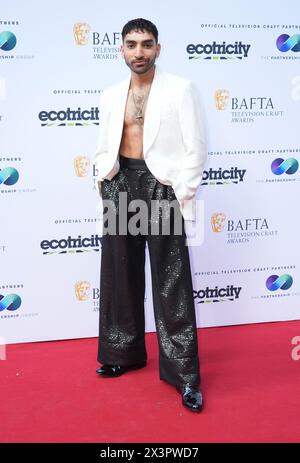 Mawaan Rizwan nimmt an den BAFTA Television Craft Awards in der Brewery in London Teil. Bilddatum: Sonntag, 28. April 2024. Stockfoto