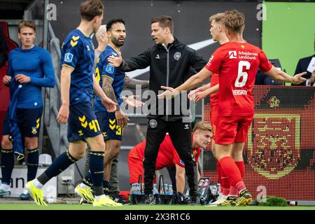 Dänemark. April 2024. Broendby's Sean Klaiber während des 3F Superliga-Spiels zwischen dem FC Nordsjaelland und Broendby IF at Right to Dream Park in Farum Sonntag, 28. April 2024. (Foto: Mads Claus Rasmussen/Ritzau Scanpix) Credit: Ritzau/Alamy Live News Stockfoto