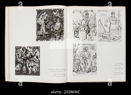 Kunstalbum von Boris Michailowitsch Kustodiew (russisch Борис Михайлович Кустодиев; 7. März 1878–28. Mai 1927) war ein russischer und später sowjetischer Maler und Bühnenbildner, der 1971 in der UdSSR erschien. Stockfoto