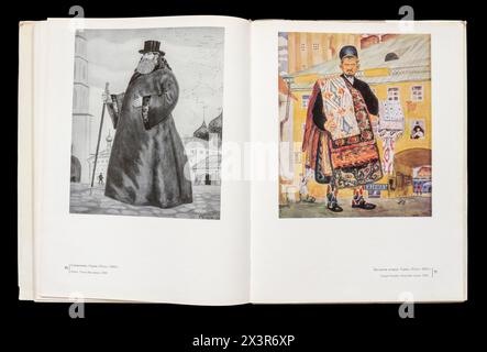 Kunstalbum von Boris Michailowitsch Kustodiew (russisch Борис Михайлович Кустодиев; 7. März 1878–28. Mai 1927) war ein russischer und später sowjetischer Maler und Bühnenbildner, der 1971 in der UdSSR erschien. Stockfoto