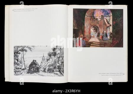 Kunstalbum von Boris Michailowitsch Kustodiew (russisch Борис Михайлович Кустодиев; 7. März 1878–28. Mai 1927) war ein russischer und später sowjetischer Maler und Bühnenbildner, der 1971 in der UdSSR erschien. Stockfoto