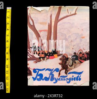 Kunstalbum von Boris Michailowitsch Kustodiew (russisch Борис Михайлович Кустодиев; 7. März 1878–28. Mai 1927) war ein russischer und später sowjetischer Maler und Bühnenbildner, der 1971 in der UdSSR erschien. Stockfoto